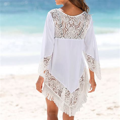 white lace beach cover up.